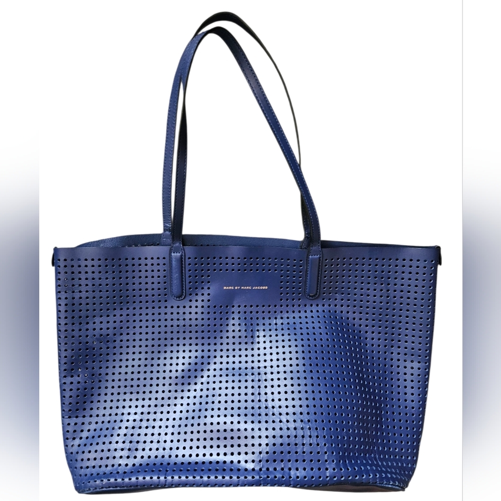Marc By Marc Jacobe Blue Leather Metropolitote Perforated Tote Bag - Picture 3 of 11